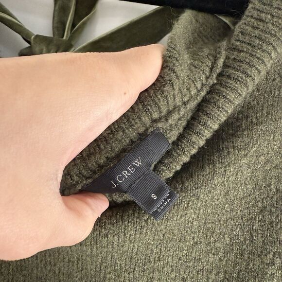 J. Crew Wool Blend Sweater Women's Small Green Knit Long Sleeve Open Back - Picture 4 of 12